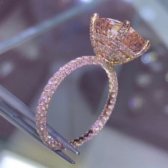 ¥ New 6 Carat 18K Rose Gold Morganite Ring - Picture 8 of 8